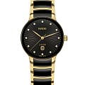 Rado Rado Centrix Diamonds R30025742  R30025742 кварцевые женские часы  черный циферблат, браслет высокотехнологичная керамика + нержавеющая сталь с pvd покрытием — вид спереди