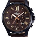Casio Casio Edifice EFV-500BL-1A EFV EFV-500BL-1AV автокварц (кинетик) мужские часы  коричневый циферблат, браслет кожаный — вид спереди