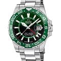 Jaguar Jaguar Ceramic GMT J1011/3  J1011/3 кварцевые мужские часы  зеленый циферблат, браслет нержавеющая сталь — вид спереди