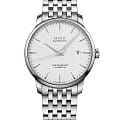 Mido Mido Baroncelli Chronometer Silicon Gent M027.408.11.031.00  M0274081103100 механические мужские часы  белый циферблат, браслет нержавеющая сталь — вид спереди