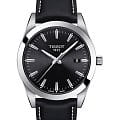 Tissot Tissot Gentleman T127.410.16.051.00 Gentleman T1274101605100 кварцевые мужские часы  черный циферблат, браслет кожаный — вид спереди