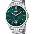 Festina Festina Classics F20425/7  F20425/7 кварцевые мужские часы  зеленый циферблат, браслет нержавеющая сталь — вид спереди