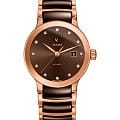 Rado Rado Centrix Automatic Diamonds R30183752 Automatic R30183752 механические женские часы  коричневый циферблат, браслет сталь + pvd + керамика — вид спереди