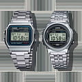 Casio Casio Vintage A158WA-1DF (A158WA-1) vintage японские мужские часы на браслете нержавеющая сталь боковой вид