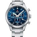 Swiss Military by Chrono Swiss Military by Chrono SM34076.02  SM34076.02 кварцевые мужские часы  синий циферблат, браслет нержавеющая сталь — вид спереди