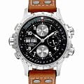 Hamilton Hamilton Khaki Aviation X Wind Day Date Auto Chrono H77616533  H77616533 механические мужские часы  черный циферблат, браслет кожаный — вид спереди
