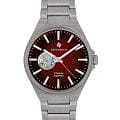 Greenwich Greenwich Titanium GW 084.10.35  GW 084.10.35 механические мужские часы красный циферблат, браслет титановый — вид спереди