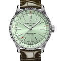 Breitling Breitling Navitimer Automatic 35 A17395361L1P1  A17395361L1P1 механические женские часы  зеленый циферблат, браслет кожаный — вид спереди