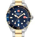 Swiss Military Hanowa Swiss Military Hanowa Offshore Diver II SMWGH2200360  SMWGH2200360 кварцевые мужские часы  синий циферблат, браслет нержавеющая сталь с ip-покрытием — вид спереди