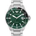 Emporio Armani Emporio Armani Diver AR11338  AR11338 кварцевые мужские часы  зеленый циферблат, браслет нержавеющая сталь — вид спереди