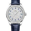 Omega Omega Seamaster Aqua Terra 220.58.34.20.99.007 Aqua Terra 22058342099007 механические женские часы  белый циферблат, браслет кожаный — вид спереди