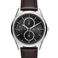 Armani Exchange Armani Exchange Dante AX1868  AX1868 кварцевые мужские часы  черный циферблат, браслет кожаный — вид спереди