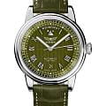 Aviator Aviator Douglas Day-Date V.3.35.0.278.4  V.3.35.0.278.4 механические мужские часы  зеленый циферблат, браслет кожаный — вид спереди