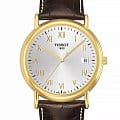 Tissot Tissot T-Gold Carson T907.410.16.033.00  T9074101603300 кварцевые мужские часы  серебристый циферблат, браслет кожаный — вид спереди