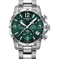 Certina Certina DS Podium Chronograph 1/10 sec C034.417.11.097.00  C0344171109700 кварцевые мужские часы  зеленый циферблат, браслет нержавеющая сталь — вид спереди