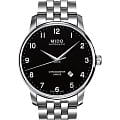 Mido Mido Baroncelli M8690.4.18.1  M86904181 механические мужские часы  черный циферблат, браслет нержавеющая сталь — вид спереди
