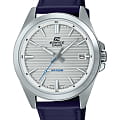 Casio Casio Edifice EFV-140L-7A EFV EFV-140L-7A кварцевые мужские часы  серебристый циферблат, браслет кожаный — вид спереди