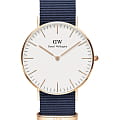 Daniel Wellington Daniel Wellington Classic Bayswater DW00100279  DW00100279 кварцевые женские часы  белый циферблат, браслет нейлон — вид спереди
