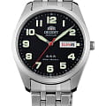 Orient Orient RA-AB0024B1  RA-AB0024B механические мужские часы  черный циферблат, браслет нержавеющая сталь — вид спереди