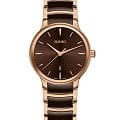 Rado Rado Centrix R30024302  R30024302 кварцевые женские часы  коричневый циферблат, браслет высокотехнологичная керамика + нержавеющая сталь с pvd покрытием — вид спереди