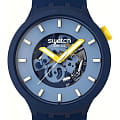 Swatch Swatch Big Bold Biosourced Lacquered SB05N117  SB05N117 кварцевые мужские часы  голубой циферблат, браслет биоматериал — вид спереди