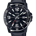 Casio Casio Collection MTP-VD01BL-1BVUDF (MTP-VD01BL-1B)  MTP-VD01BL-1B кварцевые мужские часы  черный циферблат, браслет кожаный — вид спереди
