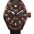 Aviator Aviator Airacobra P42 V.1.22.8.151.4  V.1.22.8.151.4 кварцевые мужские часы  коричневый циферблат, браслет кожаный — вид спереди