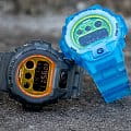 Casio Casio G-Shock DW-6900LS-1 электронные мужские часы часы, крупный план оранжевый циферблат