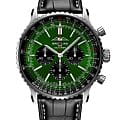 Breitling Breitling Navitimer B01 Chronograph 46 AB0137241L1P1  AB0137241L1P1 механические мужские часы  зеленый циферблат, браслет кожаный — вид спереди