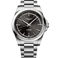 Longines Longines Conquest L3.830.4.52.6  L38304526 механические мужские часы  черный циферблат, браслет нержавеющая сталь — вид спереди