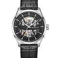 Hamilton Hamilton Jazzmaster Skeleton Auto H42535780  H42535780 механические мужские часы  черный циферблат, браслет кожаный — вид спереди