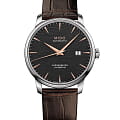 Mido Mido Baroncelli Chronometer Silicon Gent M027.408.16.061.00  M0274081606100 механические мужские часы  антрацитовый циферблат, браслет кожаный — вид спереди