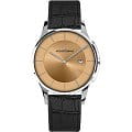 Jacques Lemans Jacques Lemans 1-1777J  1-1777J кварцевые мужские часы  желтый циферблат, браслет кожа + текстиль — вид спереди