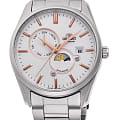 Orient Orient Sun & Moon RA-AK0301S  RA-AK0301S механические мужские часы  белый циферблат, браслет нержавеющая сталь — вид спереди
