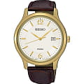 Seiko Seiko Promo SUR150P1  SUR150P1 кварцевые мужские часы  белый циферблат, браслет кожа + текстиль — вид спереди