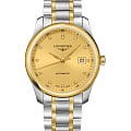 Longines Longines Master Collection L2.793.5.37.7  L27935377 механические мужские часы  золотой циферблат, браслет нержавеющая сталь + золото 18к — вид спереди