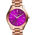 Michael Kors Michael Kors Slim Runway MK3293  MK3293 кварцевые женские часы  розовый циферблат, браслет сталь c pvd покрытием — вид спереди