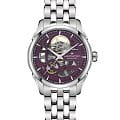 Hamilton Hamilton Jazzmaster Skeleton Lady Auto H32265101  H32265101 механические женские часы  фиолетовый циферблат, браслет нержавеющая сталь — вид спереди