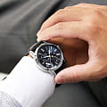 Orient Orient Sun & Moon RA-AK0011D механические мужские часы часы, крупный план синий циферблат