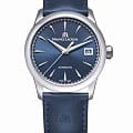 Maurice Lacroix Maurice Lacroix 1975 756007-SS001-430-4  756007-SS001-430-4 механические мужские часы  синий циферблат, браслет кожаный — вид спереди