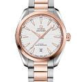 Omega Omega Seamaster Aqua Terra 220.20.38.20.02.001 Aqua Terra 22020382002001 механические мужские часы  белый циферблат, браслет нержавеющая сталь + золото 18к — вид спереди