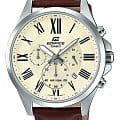 Casio Casio Edifice EFV-500L-7A EFV EFV-500L-7A кварцевые мужские часы  шампань циферблат, браслет кожаный — вид спереди
