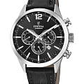 Festina Festina Timeless Chrono F20542/5  F20542/5 кварцевые мужские часы  черный циферблат, браслет кожаный — вид спереди