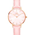 Daniel Wellington Daniel Wellington Petite DW00100633  DW00100633 кварцевые женские часы  розовый циферблат, браслет кожаный — вид спереди