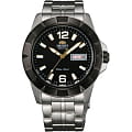 Orient Orient EM7L002B (FEM7L002B)  FEM7L002B механические мужские часы  черный циферблат, браслет  — вид спереди