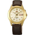 Orient Orient EM5C00QW (FEM5C00QW)  FEM5C00QW механические мужские часы  белый циферблат, браслет кожа + текстиль — вид спереди
