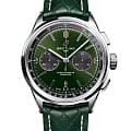 Breitling Breitling Premier B01 Chronograph 42 Bentley British Racing Green AB0118A11L1X1  AB0118A11L1X1 механические мужские часы  зеленый циферблат, браслет кожаный — вид спереди