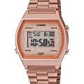 Casio Casio Vintage B640WCG-5EF  B640WCG-5EF кварцевые мужские часы  золотой циферблат, браслет сталь с ip покрытием — вид спереди