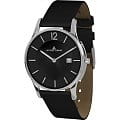 Jacques Lemans Jacques Lemans 1-1850A  1-1850A кварцевые мужские часы  черный циферблат, браслет кожа + текстиль — вид спереди