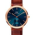 Daniel Wellington Daniel Wellington Classic Multi-Eye St Mawes Arctic Rose Gold DW00100708  DW00100708 кварцевые мужские часы  синий циферблат, браслет кожаный — вид спереди